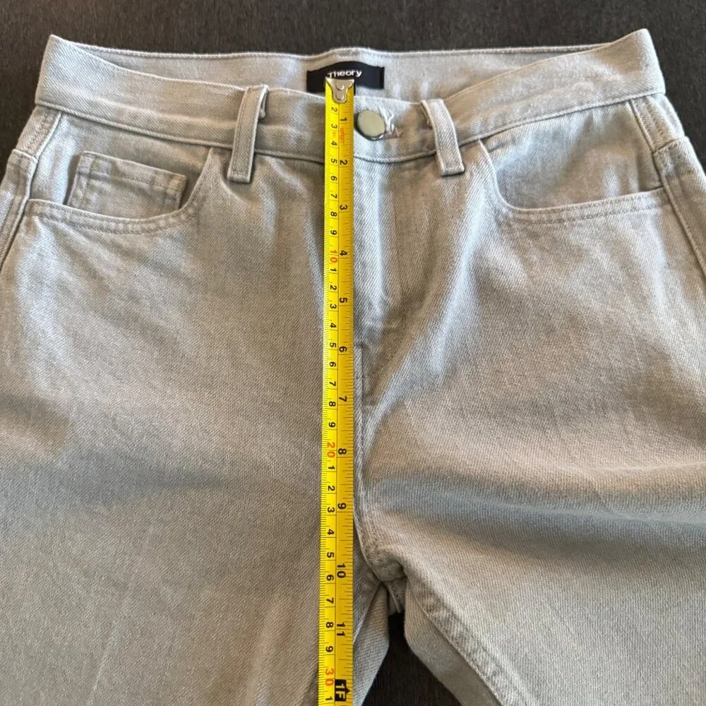 Theory Treeca Straight-Leg Mid Rise Cotton Blend Women's Gray Jeans Size 26 NWOT - Picture 11 of 11